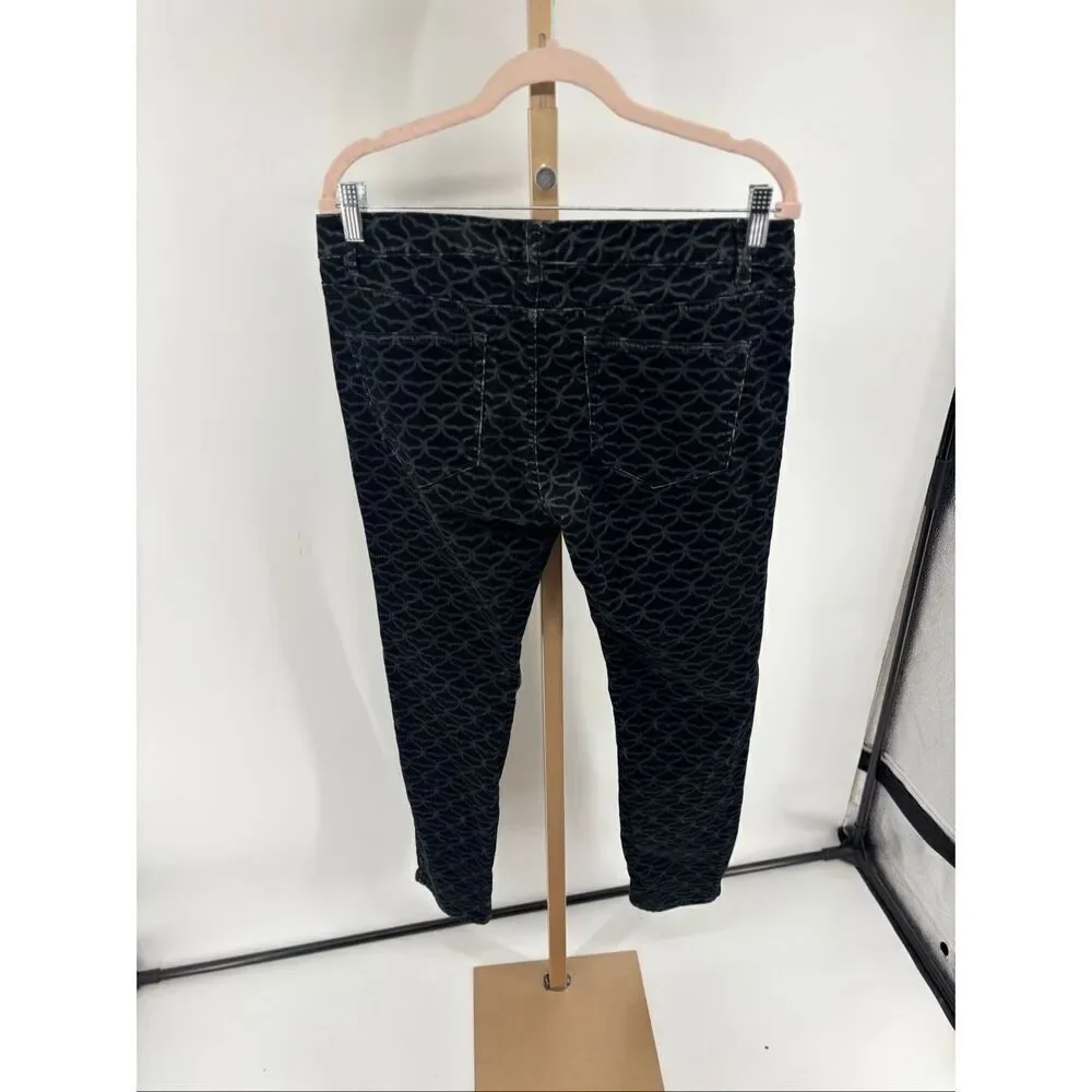 Vineyard Vines Whale Print Corduroy Skinny Pants Size 8 Black Gray